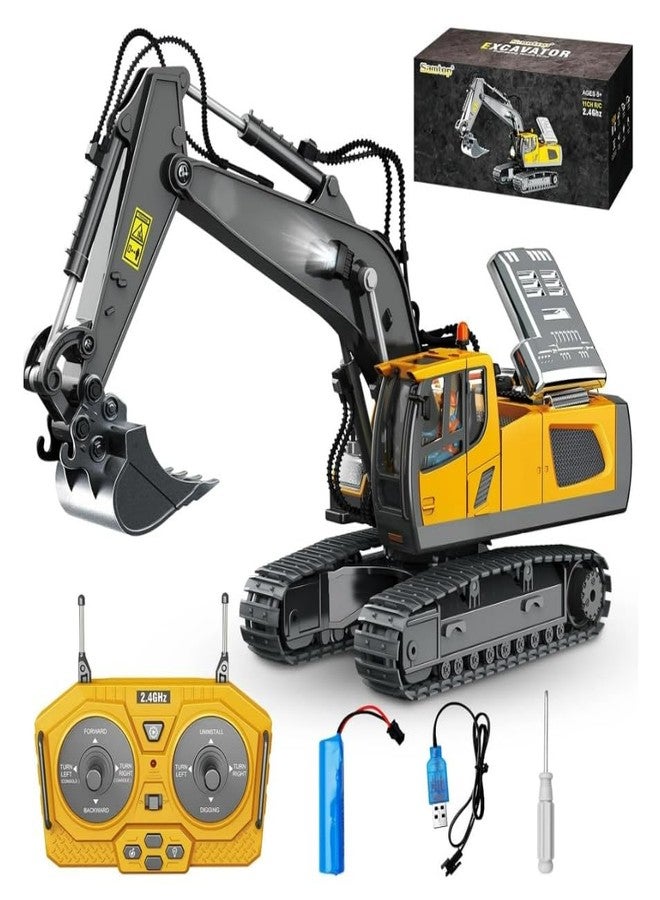 JOYJAY 1:20 Scale Remote Control Excavator Toy, 11 Channel RC Construction Vehicles 680 ° Rotary Working Tower Haulers Digger Toys Engineering Vehicle Model Gift for 6 7 8 9 10 Years Old Kids Boys - Image 1